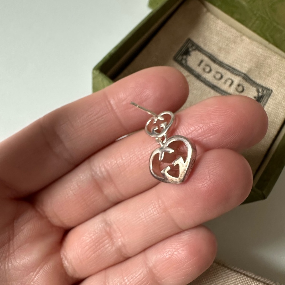 Gucci Silver Heart Earrings - Picture 8 of 12